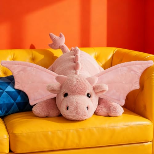 ARELUX Large 36in Cute Dragon Stuffed Animals Plush Toy Soft Pink Pterosaur Plushie Giant Fuzzy Dinosaur Pillow Plushies with Wings Cuddly for Friends Family Member - Image 5