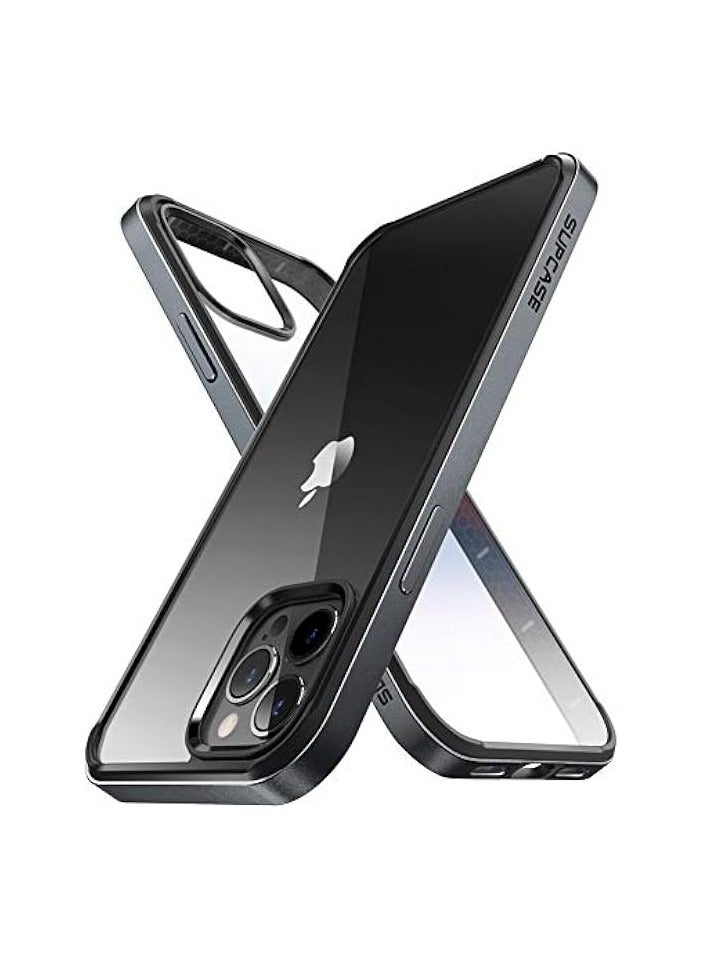 سوبكيس حافظة SUPCASE [سلسلة Unicorn Beetle Edge] مصممة لهاتف iPhone 12 Pro Max 6.7 بوصة (إصدار 2020)، حافظة بإطار نحيف مع مصد داخلي من مادة TPU وظهر شفاف - أسود - Image 1