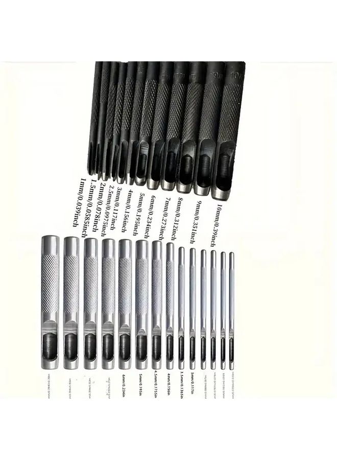 14Pcs Leather Craft Punch Set Round Hollow Punch Tools 1 10Mm For Watch Bands Belts Canvas Paper - Image 3