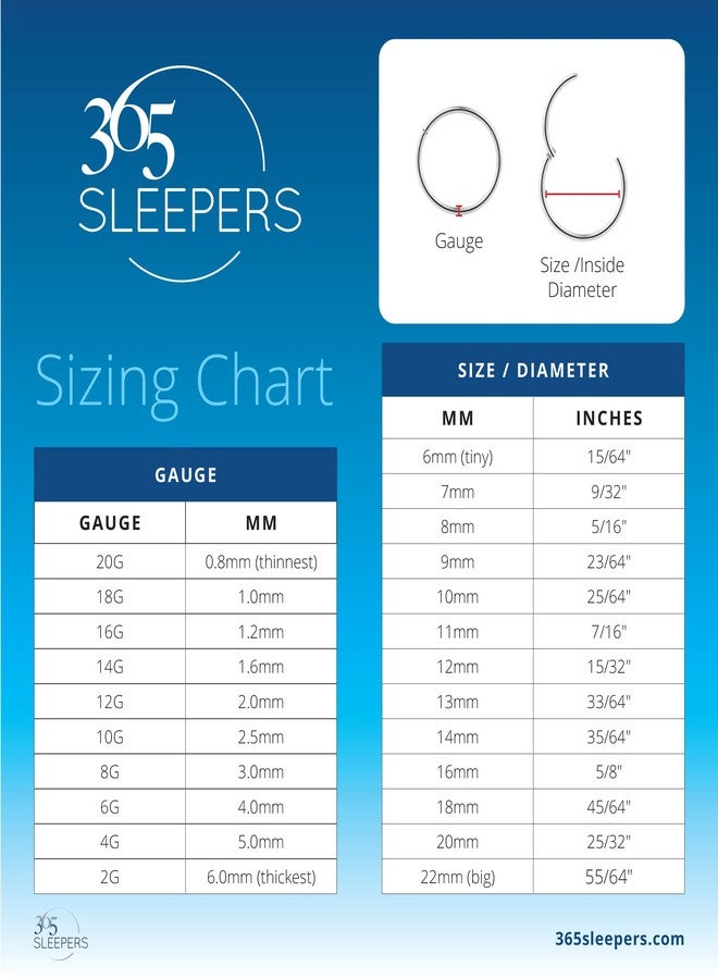 365 سليبرز 365 SLEEPERS قطعتان 16G من الفولاذ الجراحي المقاوم للصدأ 6 مم - 10 مم حلقة مفصلية للأنف حلزون الأذن، الزنمة، الحاجز الأنفي، الشفة، الصدفة (8 مم) - Image 5