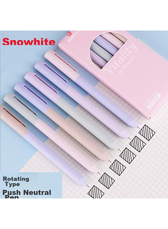 Snowhite Gel Pen, Colorful High-end Rotating Refill, Stylish Non-click Black Signature Pen, 0.5mm Needle Tip, Exam Pen, 6 Pens/box, G-601 Energetic Sweet Series - Image 1