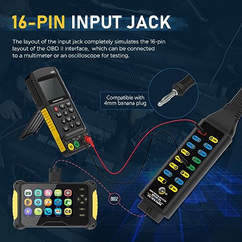 LUTIFIX صندوق تفريغ OBD2، كاشف بروتوكول OBDII للسيارات، كاشف الاتصال/الطاقة/الأرض، صندوق تفريغ 16 دبوس، أداة تشخيص أعطال الكابل بطول 17.7 بوصة مع موصلات وأسلاك عالمية - Image 3