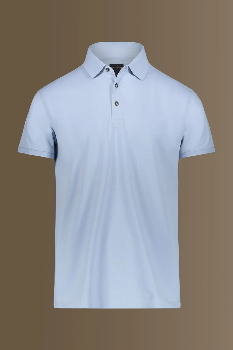 Short sleeves polo 100% cotton piquet solid colour - Sky