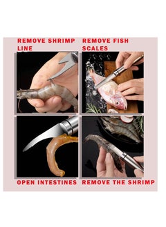 KASTWAVE Shrimp Line Fish Maw Knife, 5 in 1 Multifunctional Stainless Steel Shrimp Peeler and Deveiner Tool, Fish Scaler Remover, Double-headed Multipurpose Shrimp Cleaner Knife for Home Kitchen, 6 Pcs  - Image 4