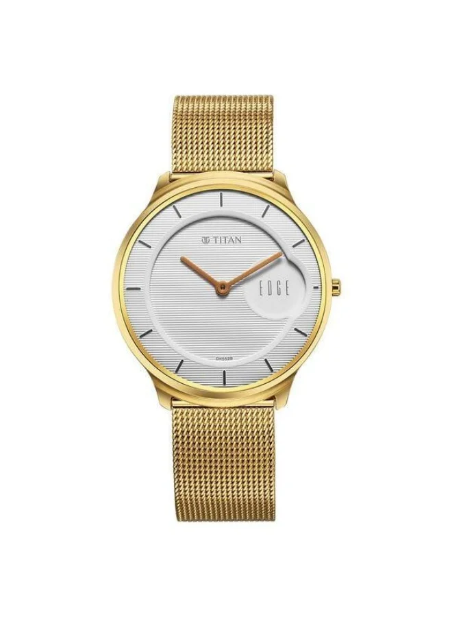 TITAN Edge Baseline Quartz Analog White Dial Gold Stainless Steel Strap Watch for Men - 1843YM01