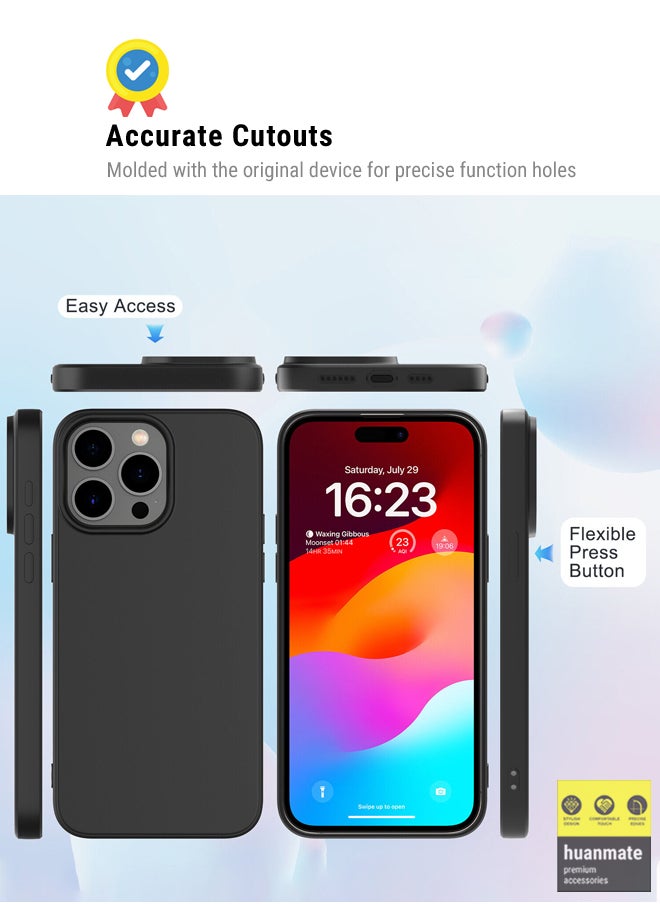 huanmate - Stylish Silicone Case Cover For Apple iPhone 15 Pro Black - Image 1