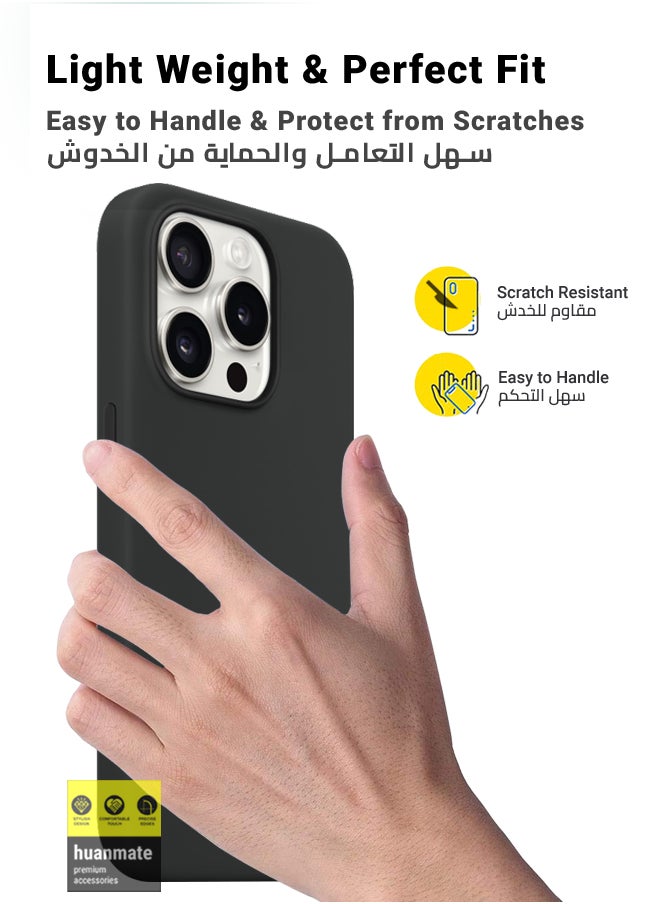 huanmate - Stylish Silicone Case Cover For Apple iPhone 15 Pro Black - Image 1