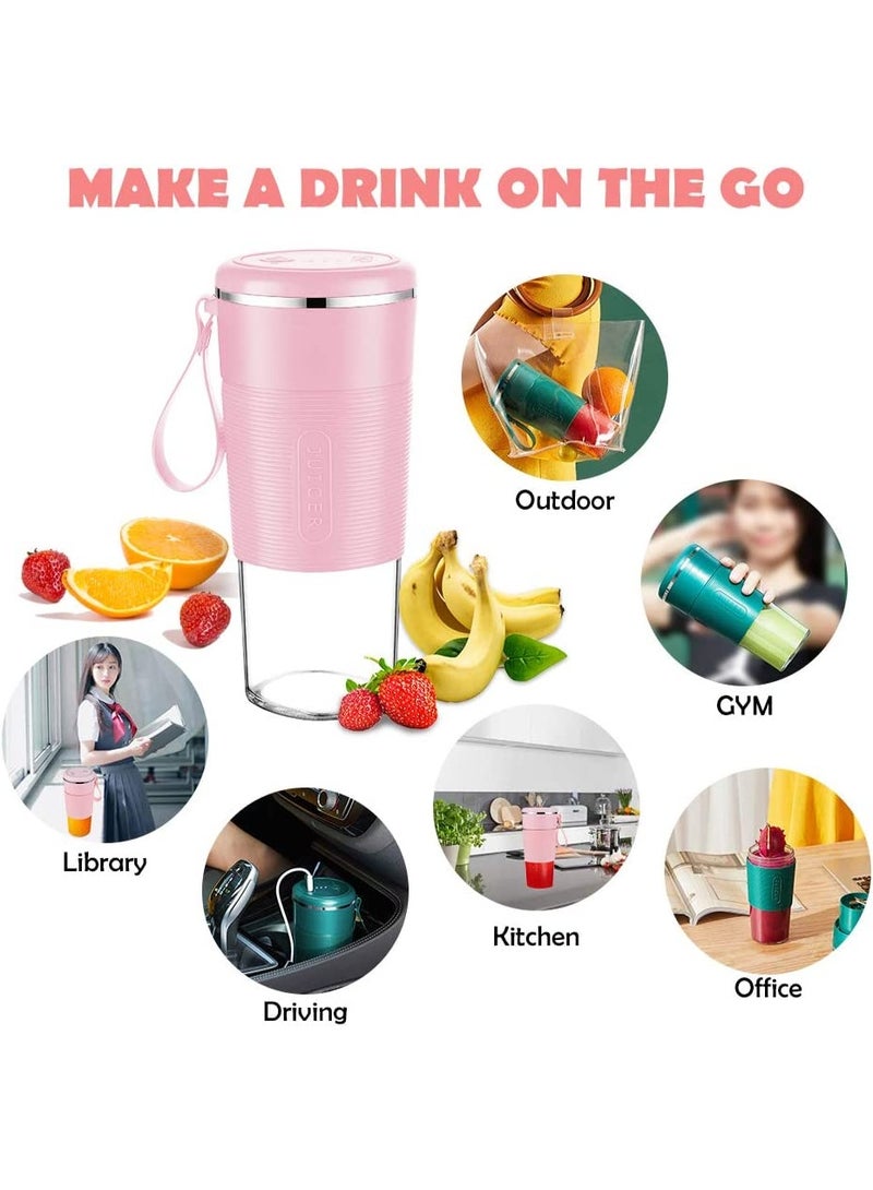 Portable Blender Cup 300 ML Personal Blender Smoothie Maker Make Healthy Smoothies for Travel Sports Kitchen, Juicer with Stainless Steel six blade Cutter Head Fruit Juice Mixer Battery Powered - Image 4