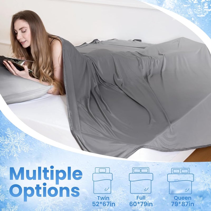 Elegear Cooling Blanket for Night Sweats, Q-Max 0.5 Arc-Chill 3.0 Cool Fiber Summer Throw for Bed Sofa Chair Travel Adult Kids Hot Sleeper, Comfort, Lightweight, Twin/Double, 130x170cm, Gradient Grey - Image 5