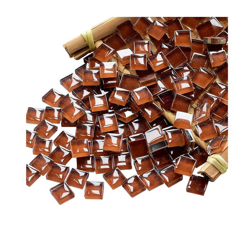 Mosaic Tiles Squares Chocolate Crystal Mosaic Glass Tile for Crafts Bulk DIY Picture Frames Handmade Jewelry Coasters Art Material Decoration1x1cm100 Pieces