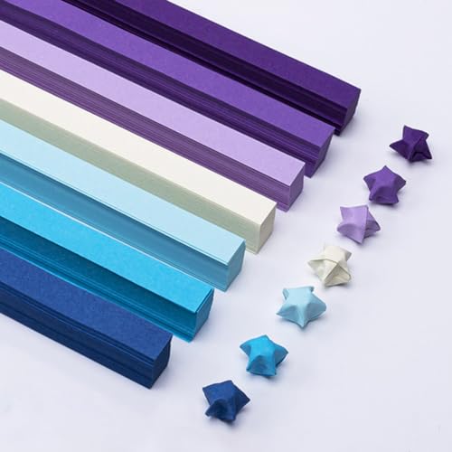 Loaengeo Star origami, origami star paper strips, lucky star decorative paper strips, DIY handicrafts (blue purple gradient (540 pieces)) - Image 5