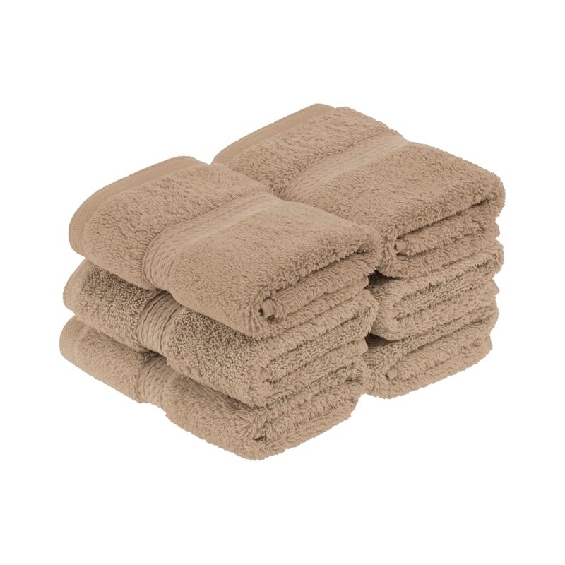 Superior Egyptian Cotton Pile Face TowelWashcloth Set of 6 Ultra Soft Luxury Towels Thick Plush Essentials Absorbent Heavyweight Guest Bath Hotel Spa Home Bathroom Shower Basics Latte