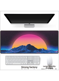 Thickened Large Colorful Cartoon Mouse Pad For Internet Cafes Gaming Advertising Keyboard Desk Mat Lock Edge Quick Key-Color:2MM Product Thickness-Pattern:800*300MM Rising Sun