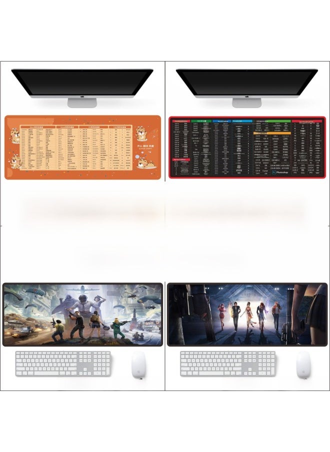Generic - Thickened Large Colorful Cartoon Mouse Pad For Internet Cafes Gaming Advertising Keyboard Desk Mat Lock Edge Quick Key-Color:2MM Product Thickness-Pattern:800*300MM Rising Sun - Image 1