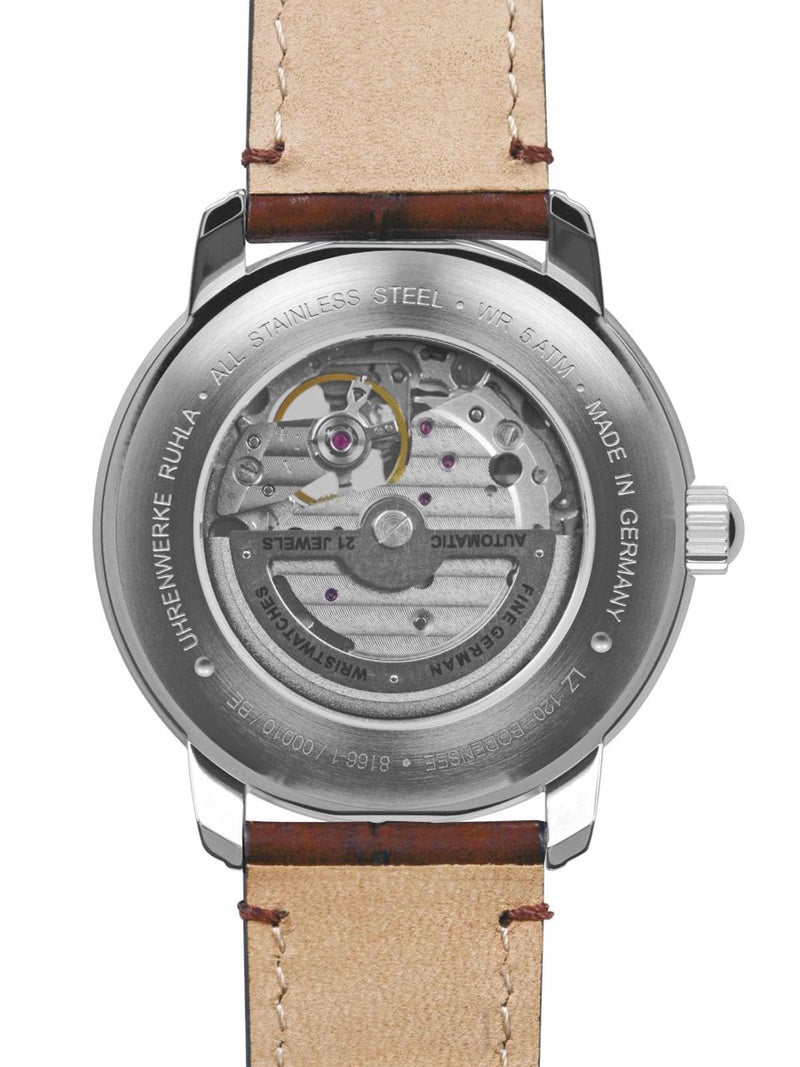 Zeppelin Leather Men 8166-1 Analog Watch Automatic Open Heart Lz-120 Series, Brown, Classic, Beige Dial, Brown Band - Image 3