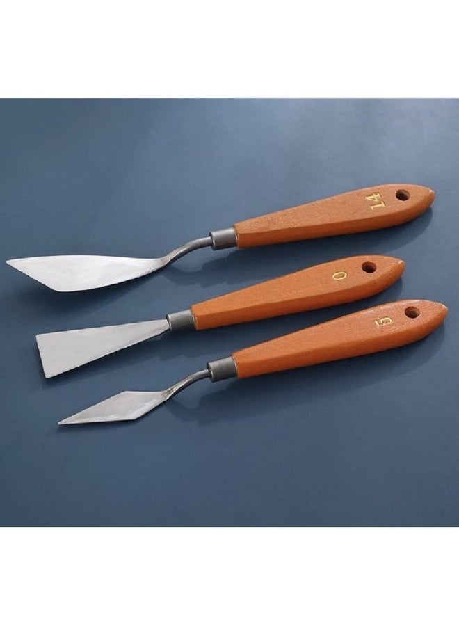 سكاكين رسم - مجموعة من 3 سكاكين رسم ومزج الألوان بمقبض خشبي - Image 3