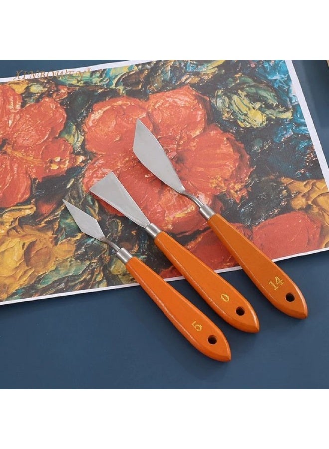 سكاكين رسم - مجموعة من 3 سكاكين رسم ومزج الألوان بمقبض خشبي - Image 2