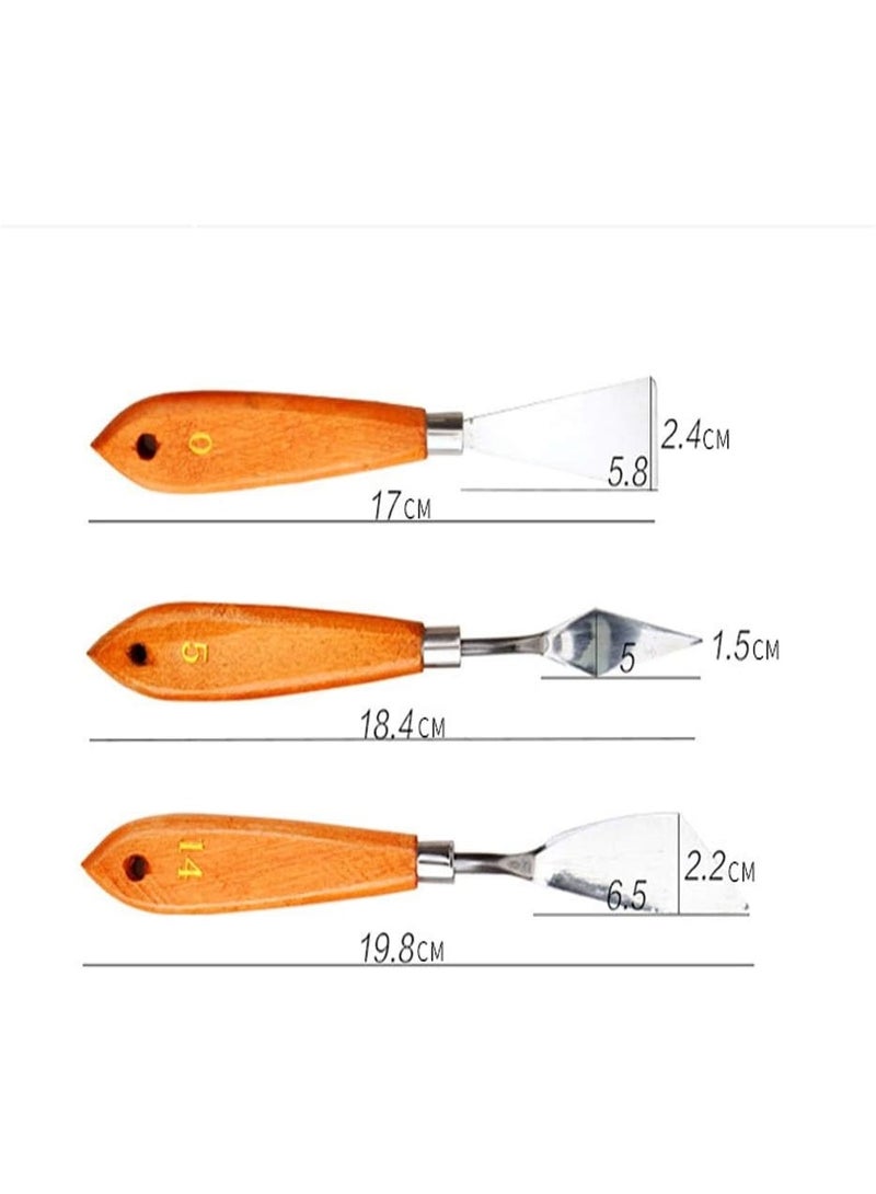 سكاكين رسم - مجموعة من 3 سكاكين رسم ومزج الألوان بمقبض خشبي - Image 4