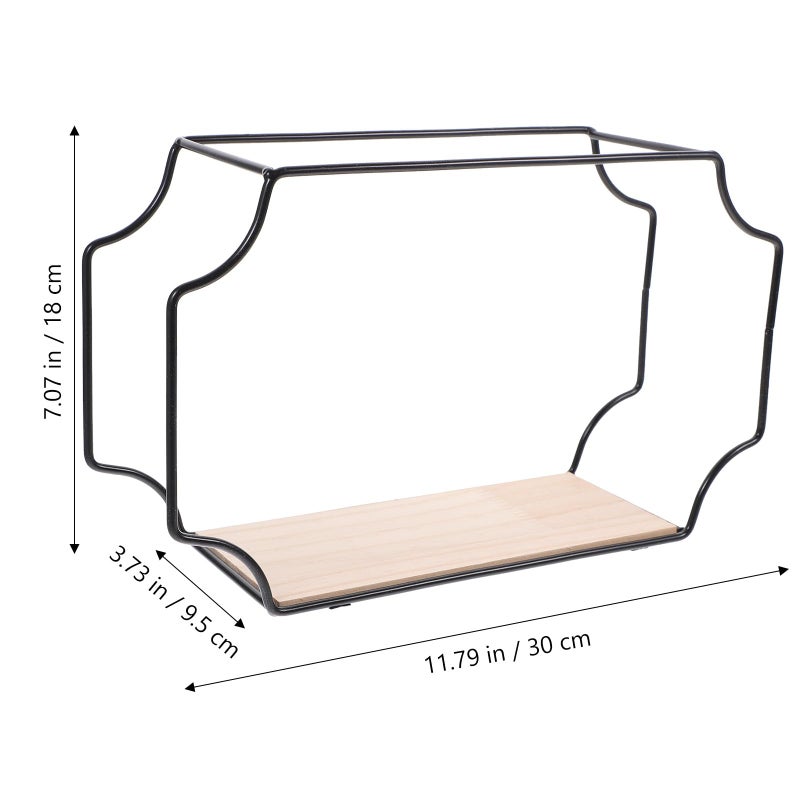 Large Black Iron Frame Floating Wall Shelf Punch Free Design for Bedroom Living Room Storage - Image 4