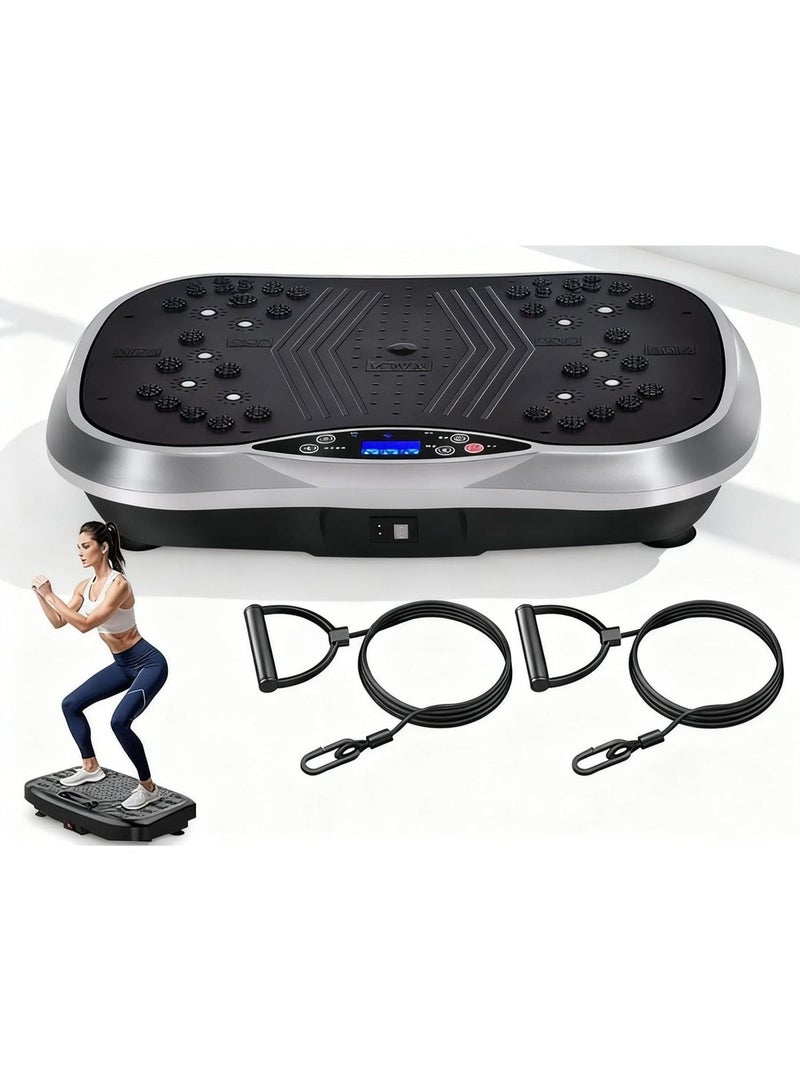ETG Vibration Plates, Home Fitness Machine with Bluetooth Speaker, 5 Modes, 2 Resistance Bands, Max Load 330lb - Image 1