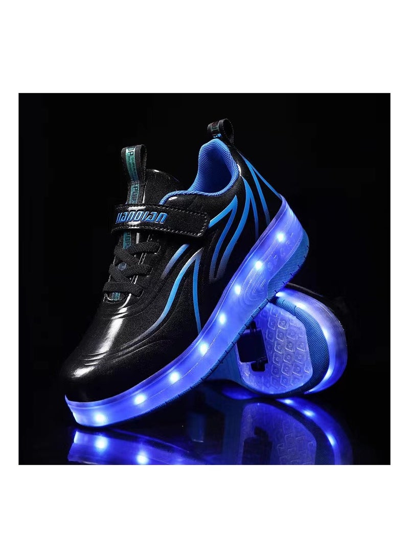 Loquat Breathability Roller Shoes USB Charge Girls Boys Sneakers with Wheels LED Roller Skates Shoes Multicolour  - Image 3