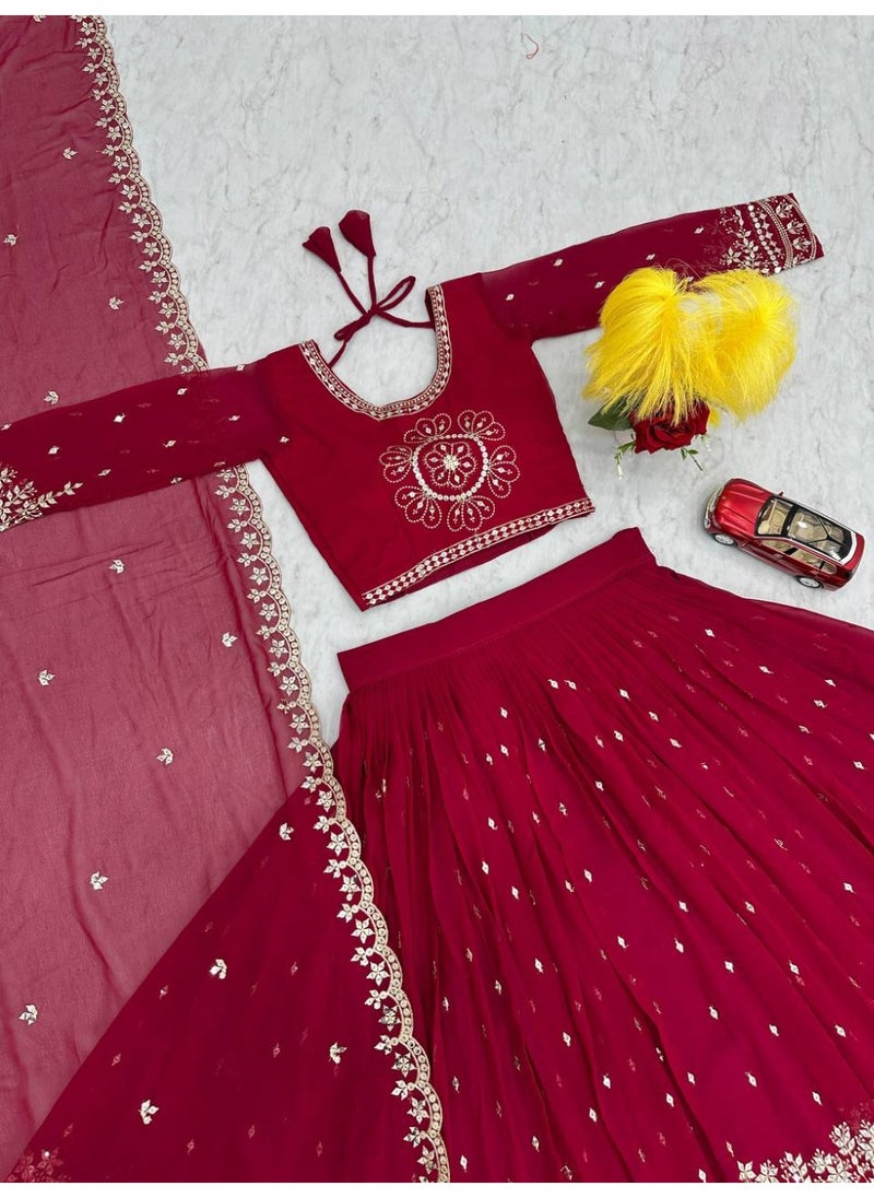 Super Asian Designer Heavy Faux Georgette Lehenga Choli Set for Women with 7mm Sequence Embroidery & Dupatta – Fully Stitched  - Image 5