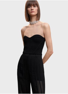 Bardot Sweetheart Neck Crop Top
