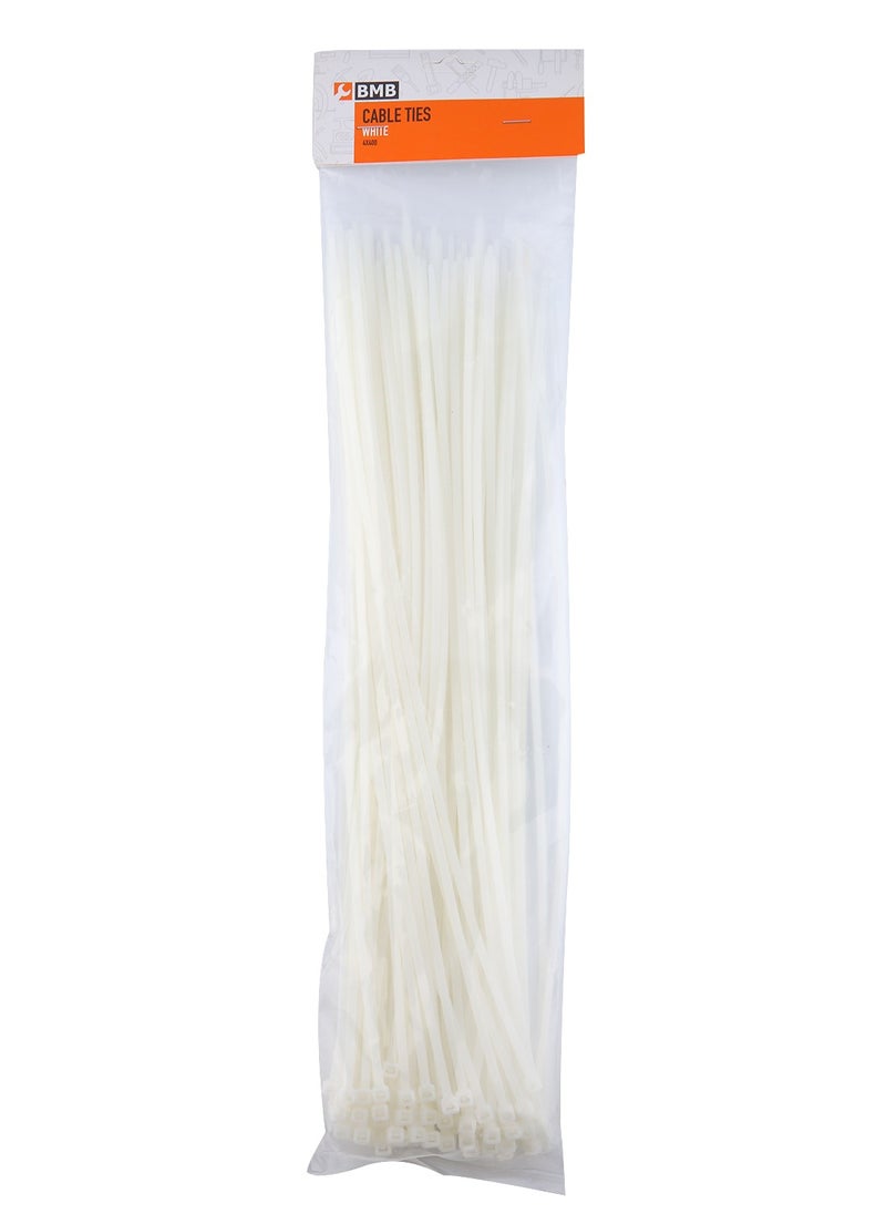 BMB tools White Cable Tie 100 Pieces 4mmx100mm | Cord Management| Cable Ties| Cable ties wraps | plastic ties|  Self-Locking Premium  - Image 1