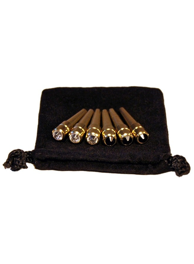 WE Games Premium Brass Cribbage Pegs with Swarovski Austrian Crystals - Set of 6 (Black & Clear) - Image 1