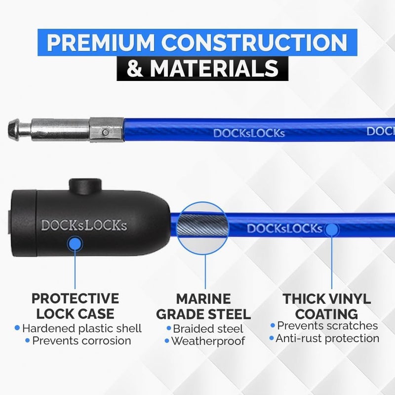 DocksLocks Weatherproof Security Cable Lock with Keys (5ft to 25ft Lengths) Anti-Theft for Kayak, Bike, Paddleboard, Scooter, Equipment, Bicycle - Image 5