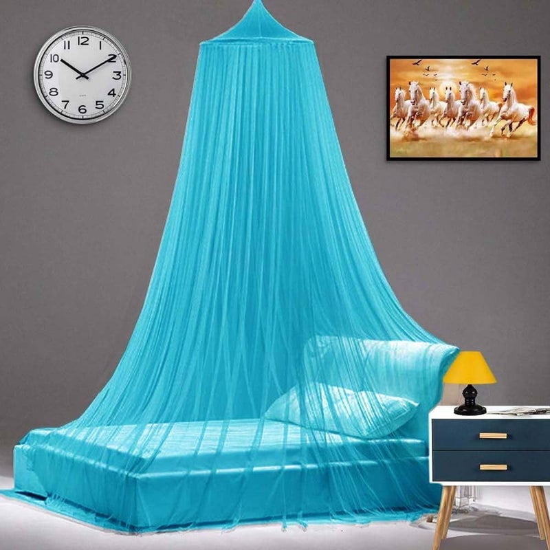 ATTILIO Mosquito Net for Hanging Double Bed | King Size Embroidery Machardani | Nylon 30GSM Strong Net | Canopy Tent for Bedrooom-Pink (Sky Blue) - Image 1