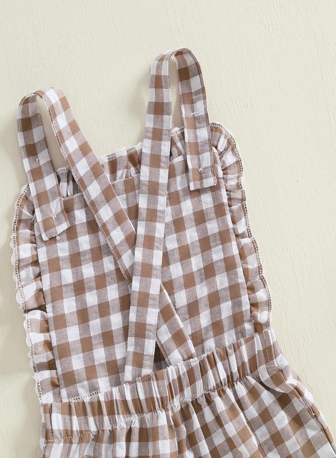DSORVICD 0-5T Kids Baby Girls Boys Thanksgiving Outfits Turkey Embroidery Overalls Plaid Flare Pants Bell Bottoms (Brown, 18-24 Months) - Image 5