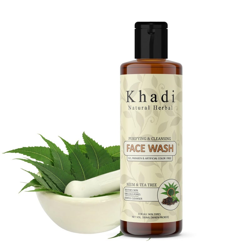 Khadi Natural Herbal Khadi Natural Herbal Neem And Tea Tree Face Wash For Acne  Pimple  Purifying And Cleansing Face Wash  Soothes SkinUnclogs Pores Reduce Blemishe  Gentle Cleaner Face Wash 100Ml - Image 4