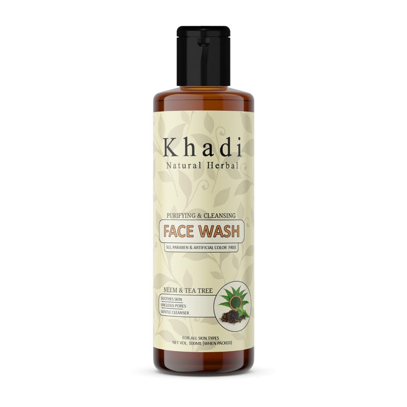 Khadi Natural Herbal Khadi Natural Herbal Neem And Tea Tree Face Wash For Acne  Pimple  Purifying And Cleansing Face Wash  Soothes SkinUnclogs Pores Reduce Blemishe  Gentle Cleaner Face Wash 100Ml - Image 1
