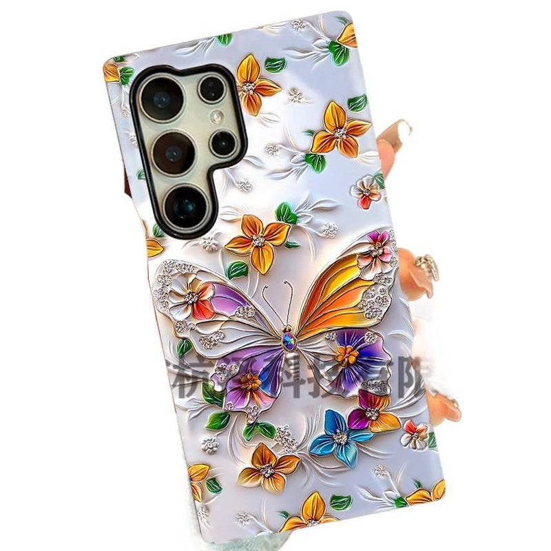 Protective Case | Shockproof Cover for iPhone 15 / 15 Plus / 15 Pro / 15 Pro Max | Oil Painting Style Butterfly Pattern | Multicolour | Film - Image 2