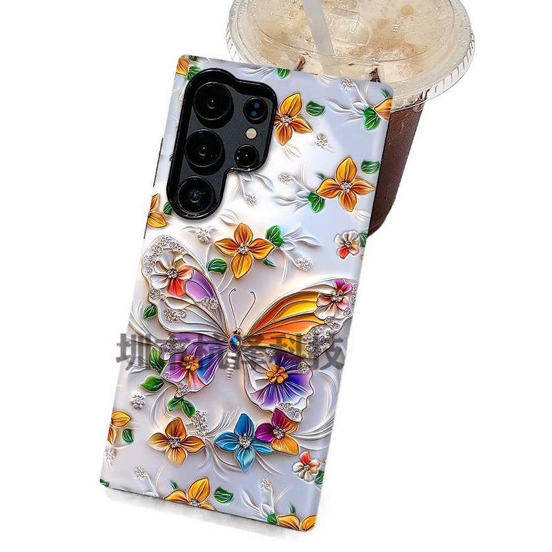 Protective Case | Shockproof Cover for iPhone 15 / 15 Plus / 15 Pro / 15 Pro Max | Oil Painting Style Butterfly Pattern | Multicolour | Film - Image 4