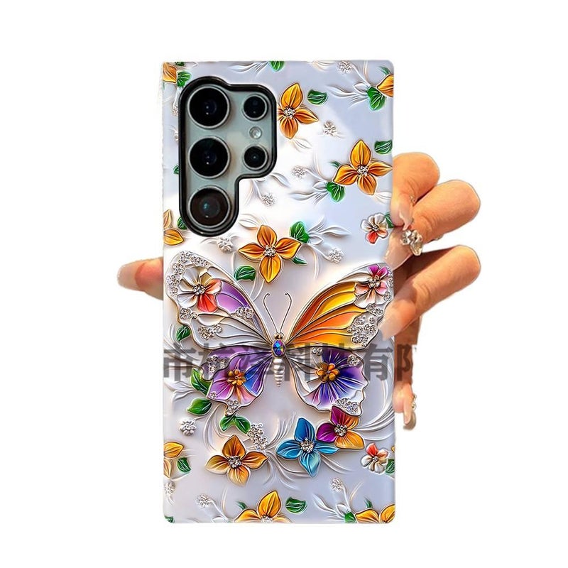 Protective Case | Shockproof Cover for iPhone 15 / 15 Plus / 15 Pro / 15 Pro Max | Oil Painting Style Butterfly Pattern | Multicolour | Film - Image 3
