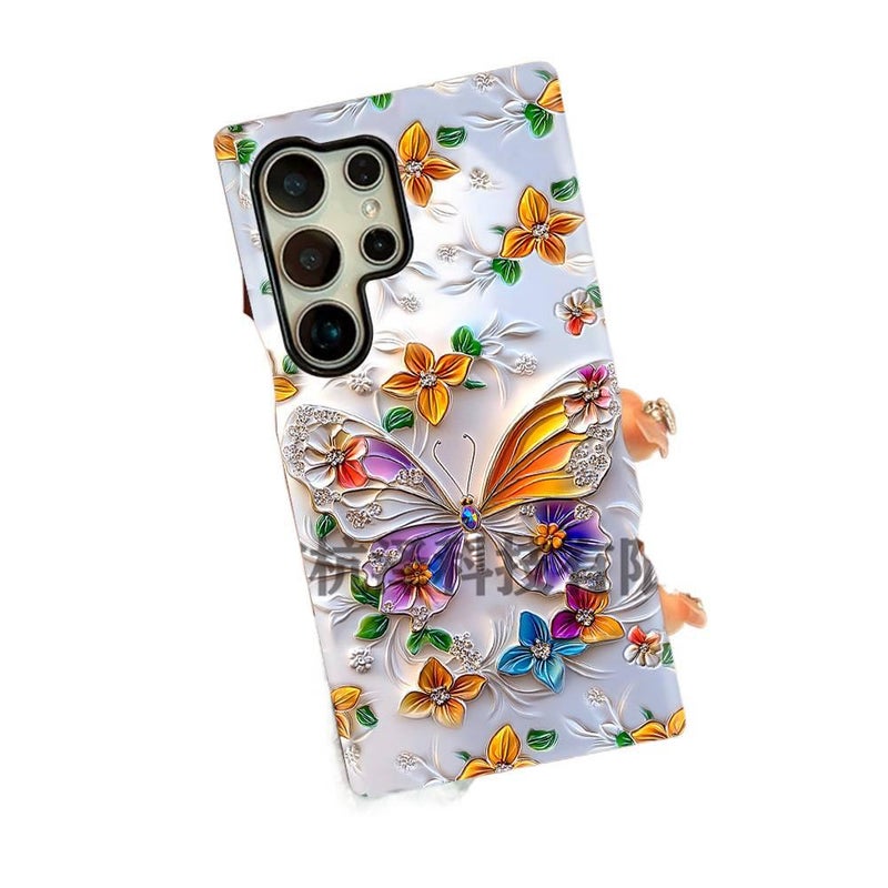 Protective Case | Shockproof Cover for iPhone 15 / 15 Plus / 15 Pro / 15 Pro Max | Oil Painting Style Butterfly Pattern | Multicolour | Film - Image 1