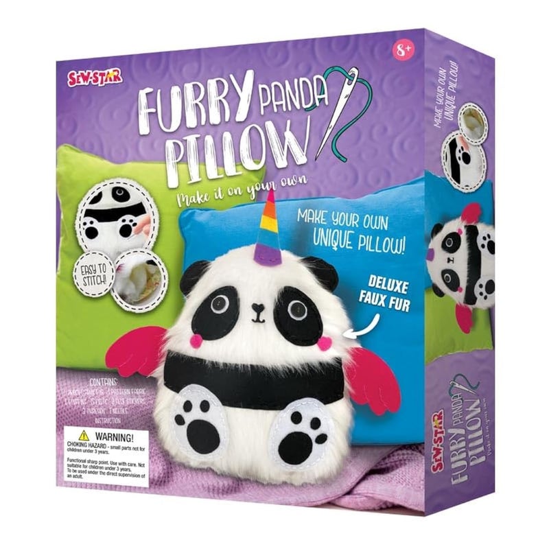 Sew Star Pillow-Furry Panda - Make it on your own DIY for kids SS-19-062, 8+ boy toys, girl toys, birthday gift, Christmas gift, growth, fun, for kids.