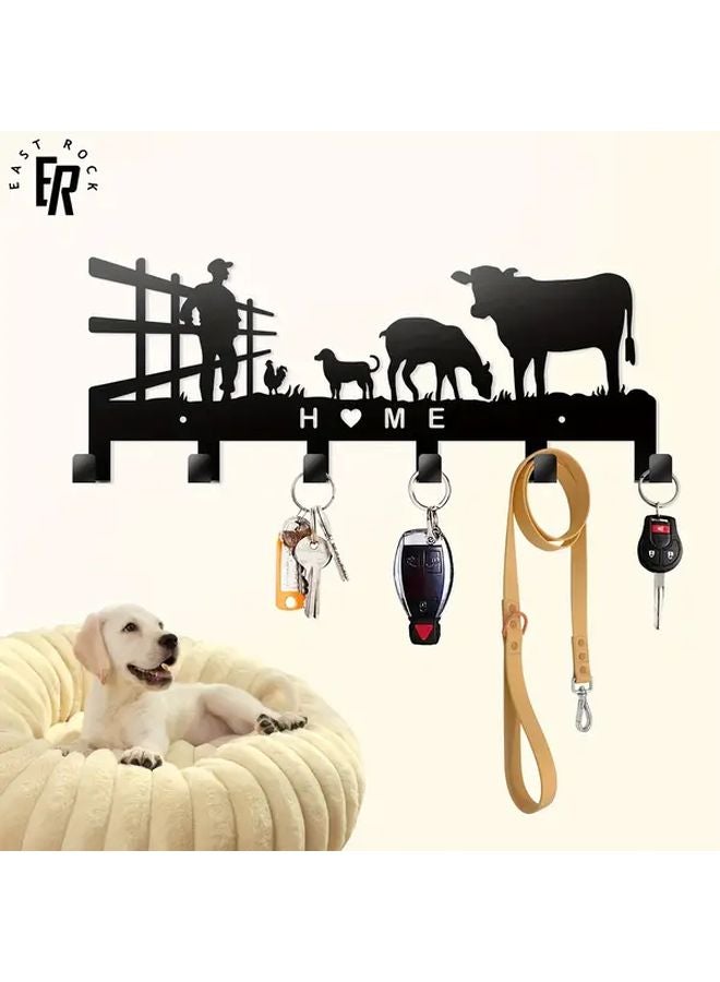 Black Rustic Farmhouse Wall Hook Key Holder For Keys Hats Bags Country Decor - Image 3