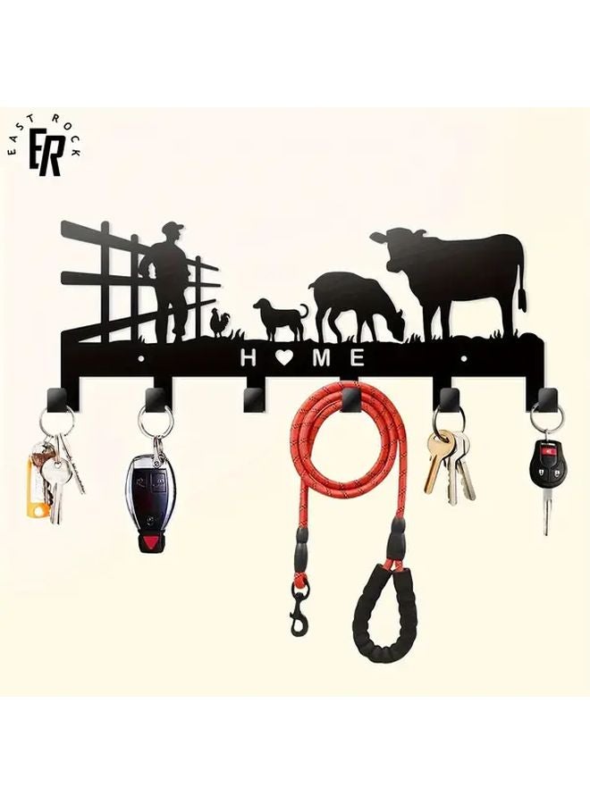 Black Rustic Farmhouse Wall Hook Key Holder For Keys Hats Bags Country Decor - Image 5