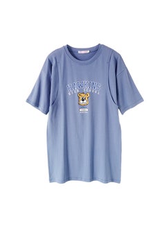 Breastfeeding Top Sleeves T-shirt Pregnant Women Summer Base Layer Top Pure Cotton Spicy Mom Style Summer Thin Feeding Clothes 5093B fog Blue