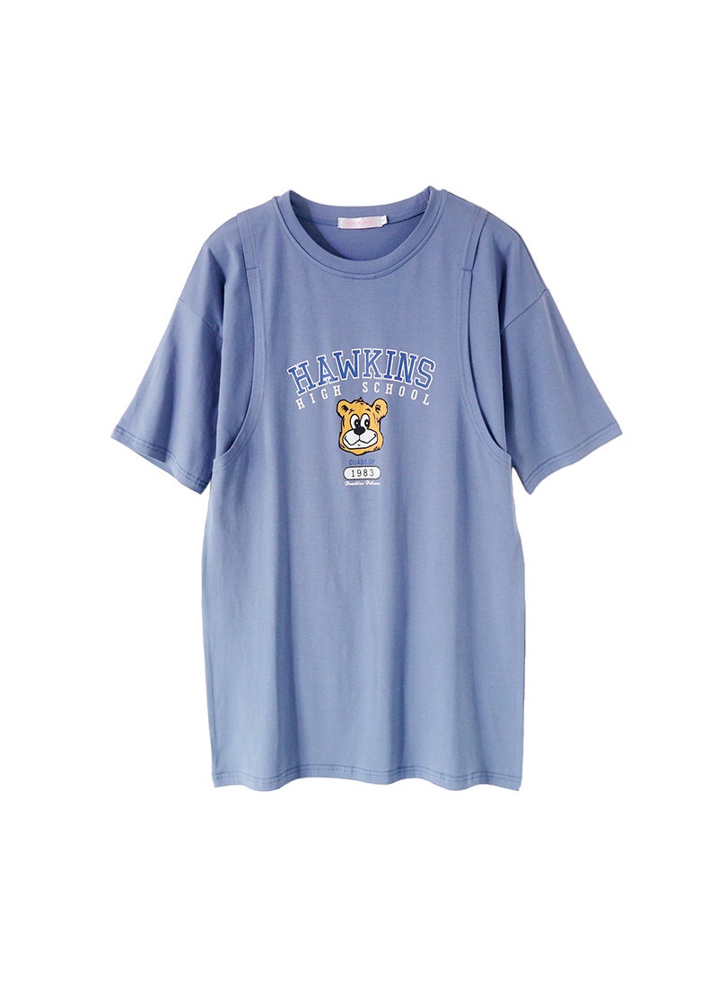 Generic - Breastfeeding Top Sleeves T-shirt Pregnant Women Summer Base Layer Top Pure Cotton Spicy Mom Style Summer Thin Feeding Clothes 5093B fog Blue - Image 1