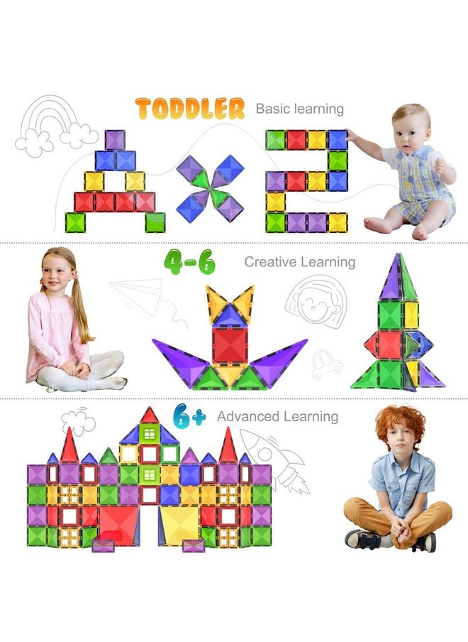 Desire Deluxe Magnetic Tiles Building Blocks Toy - STEM Educational Magnet Set for Kids, Creativity Preschool Learning Sensory Montessori Toddler Toys for Boys & Girls 3+ Years Old - 57PC  - Image 2
