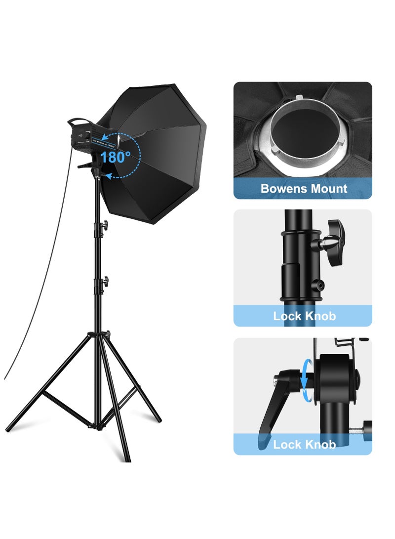 بولوز طقم إضاءة للتصوير الفوتوغرافي بقدرة ‎220 فولت و150 واط بدرجة حرارة لون من ‎3200K إلى ‎5600K، مع حاملة إضاءة بارتفاع ‎2.8 متر وصندوق إضاءة علوي على شكل فانوس قابل للطي مقاس ‎65 سم. طقم إضاءة مثالي للتصوير الفوتوغرافي/تسجيل الفيديو/البث المباشر/تصوير البورتريه. - Image 3