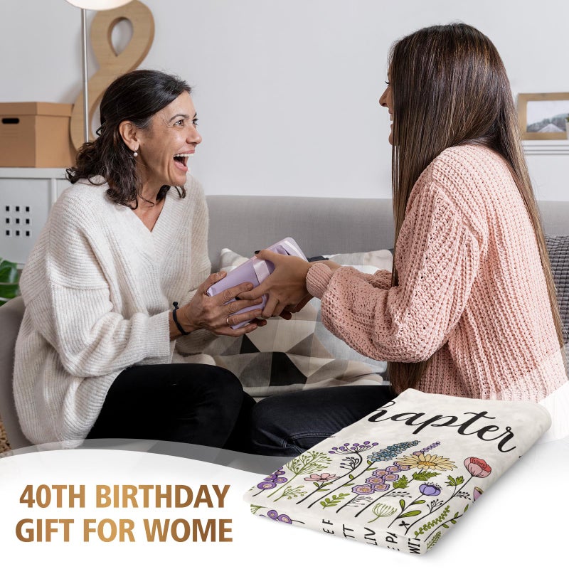 Afterprints 40th Birthday Gifts Women, Chapter 40 Blanket Gift for Her, 40 Year Old Birthday Gifts for Women, Friend, Sister, Mom, 1986 Bday Gift, Turning 40 Throw Blankets 50'' x 60'' - Image 2