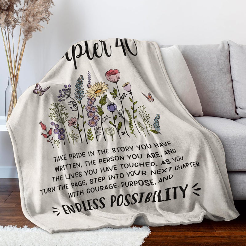 Afterprints 40th Birthday Gifts Women, Chapter 40 Blanket Gift for Her, 40 Year Old Birthday Gifts for Women, Friend, Sister, Mom, 1986 Bday Gift, Turning 40 Throw Blankets 50'' x 60'' - Image 3