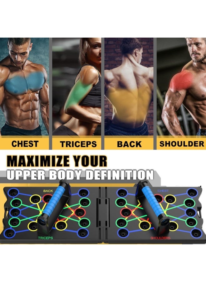 ديبتر لوح تمرين ضغط قابل للطي، جهاز تمرين منزلي متعدد الوظائف 24 في 1، جهاز تمرين ضغط مسطح وحرق الدهون لتقوية العضلات، لتمرين عضلات الجزء العلوي من الجسم بشكل فعال، الكتفين والصدر والظهر والعضلة ثلاثية الرؤوس. - Image 2