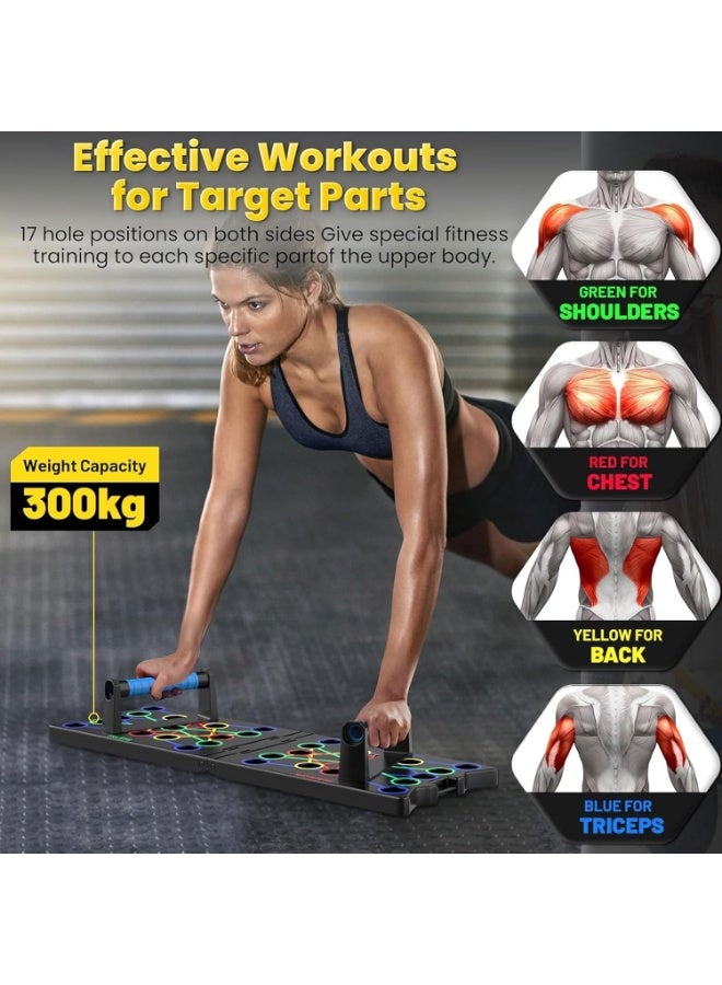 ديبتر لوح تمرين ضغط قابل للطي، جهاز تمرين منزلي متعدد الوظائف 24 في 1، جهاز تمرين ضغط مسطح وحرق الدهون لتقوية العضلات، لتمرين عضلات الجزء العلوي من الجسم بشكل فعال، الكتفين والصدر والظهر والعضلة ثلاثية الرؤوس. - Image 3