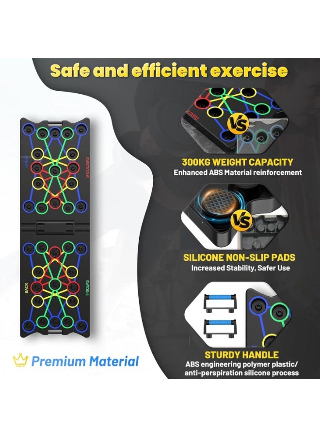 ديبتر لوح تمرين ضغط قابل للطي، جهاز تمرين منزلي متعدد الوظائف 24 في 1، جهاز تمرين ضغط مسطح وحرق الدهون لتقوية العضلات، لتمرين عضلات الجزء العلوي من الجسم بشكل فعال، الكتفين والصدر والظهر والعضلة ثلاثية الرؤوس. - Image 4